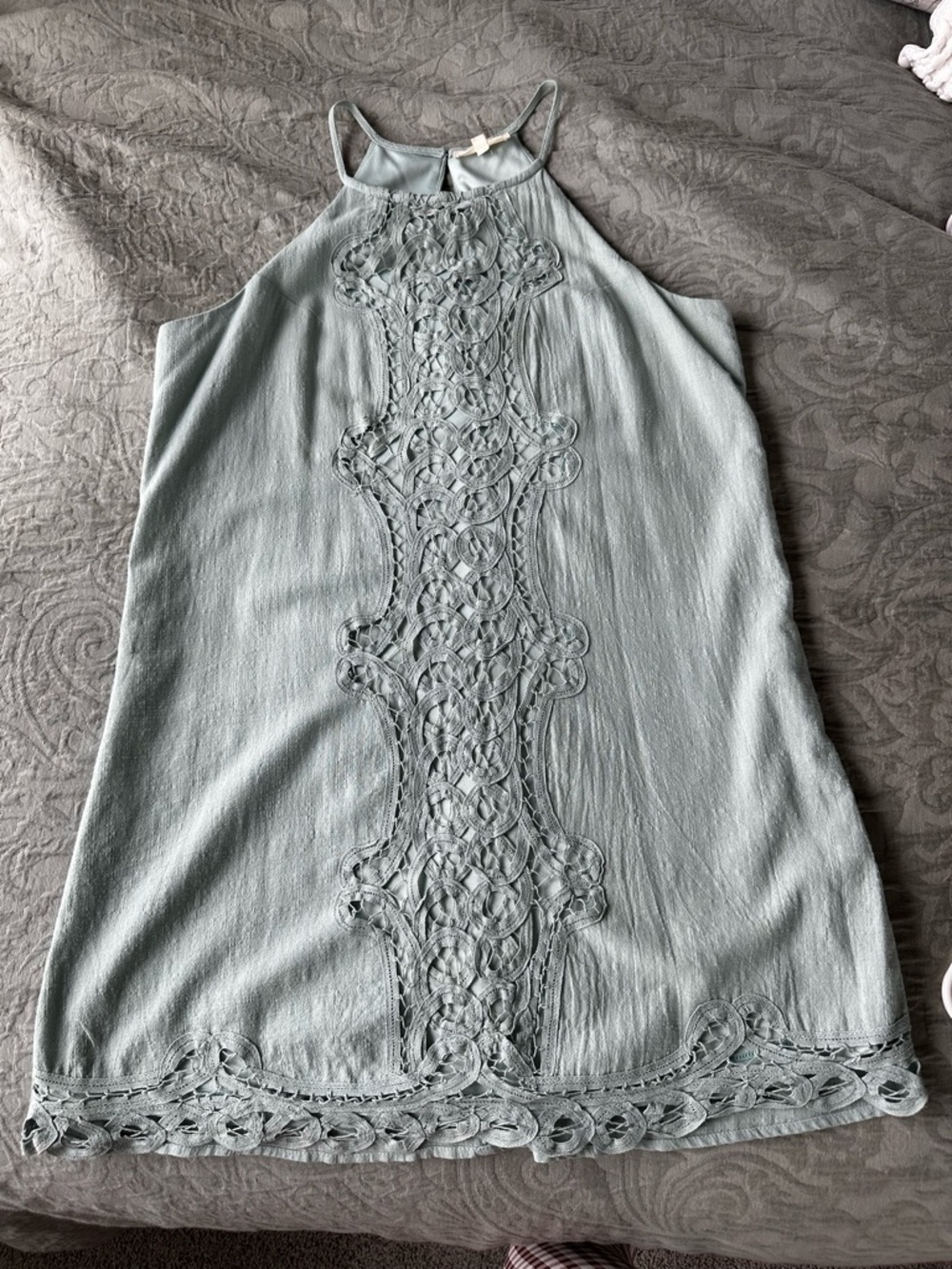Lace Crochet-Front Halter Dress
